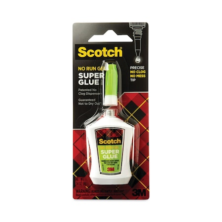 SCOTCH Super Glue No-Run Gel with Precision Applicator, 0.14 oz, Dries Clear AD125